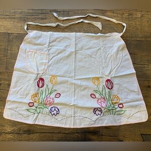 Hand Embroidered Tulip Apron